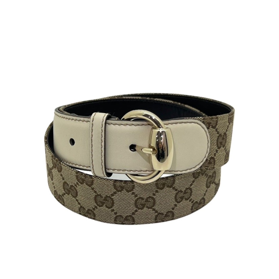 Donna GUCCI | Gucci Cintura In Tela Gg E Pelle Tg 90